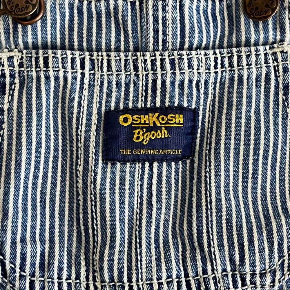 OshKosh Bgosh Kids Hickory Stripe Denim Overalls Blue White Shortalls Bibs